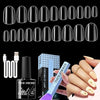 GV475 THR3E STROKES Gel Nail Kit Easy Nail Extension Set With 100Pcs Shaped Tips 6 in 1 Nail Glue Base Gel and Innovative Led Lamp Easy Funny Diy Nail Tips Art Decoration at Home Gift for Women (P11 GEL X KIT)