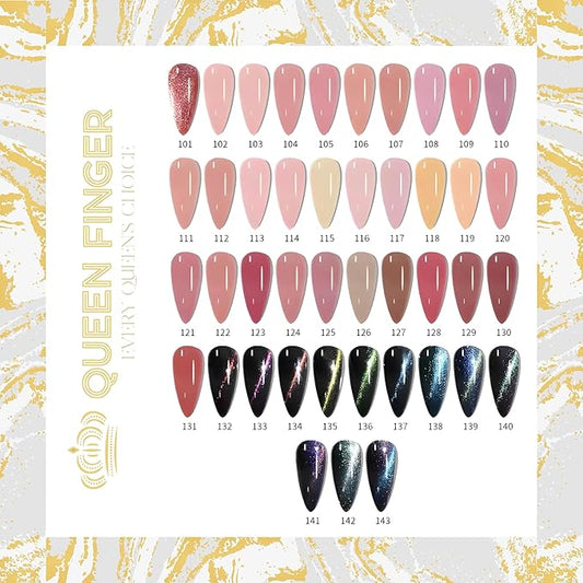 GV484 QUEENFINGER Gel Nail Polish 1 Pcs 15ml Soak Off Spring Gel Polish Nail Art Manicure Salon DIY Gel Nail Design Decoration at Home Uv Nail Lamp Needed (101-143)