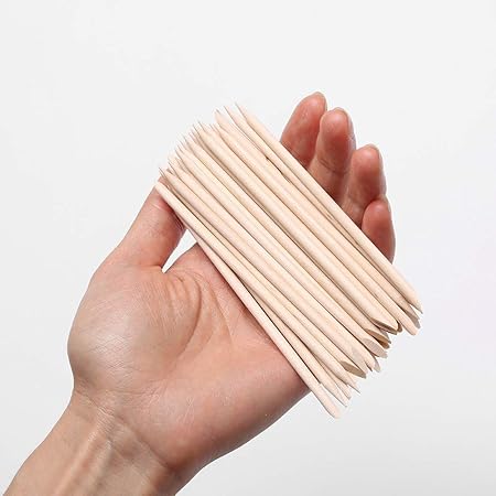 GV479 Borogo 100 Pcs Orange Wood Nail Sticks Double Sided Multi Functional Cuticle Pusher Remover Manicure Pedicure Tool for Manicure Pedicure