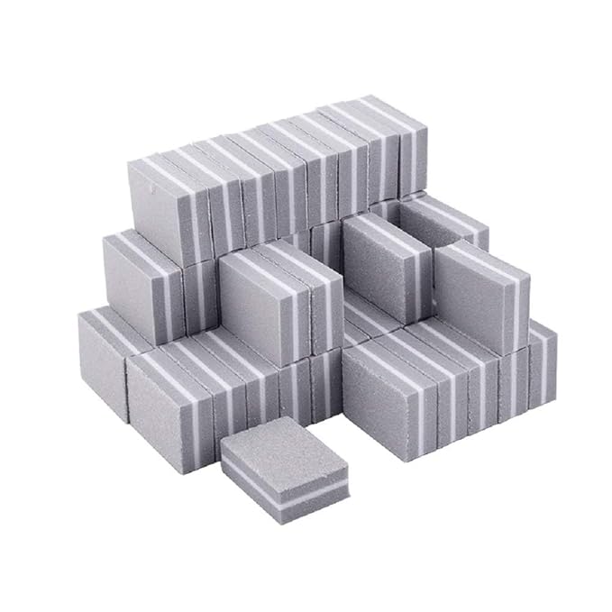 GV481 THR3E STROKES 50 Pcs Mini Buffers for Nails 180/100 Grit Buffer for Acrylic Nails, Blue, 100/180 Grit
