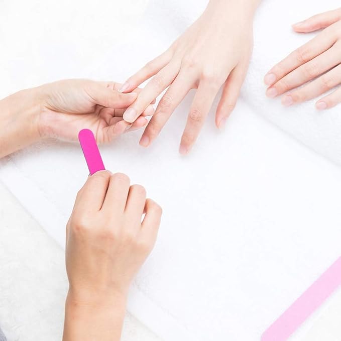 GV482 THR3E STROKES Mini Nail File (180/240 Grit), 100Pcs Disposable Nail Files Double Sided Emery Boards Home or Professional Manicure Pedicure Tools (Blue and Pink)