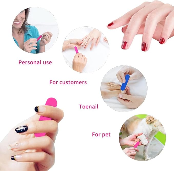 GV482 THR3E STROKES Mini Nail File (180/240 Grit), 100Pcs Disposable Nail Files Double Sided Emery Boards Home or Professional Manicure Pedicure Tools (Blue and Pink)