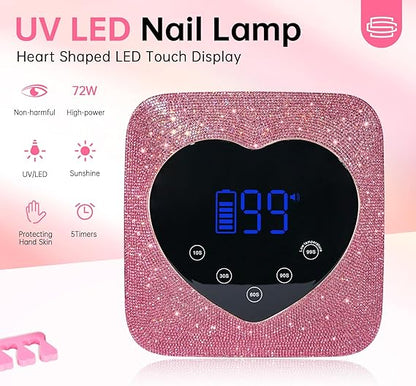 GV483 UV Light for Nails, Cordless UV Nail Lamp 72W, Rechargeable Black Diamond LED Dryer with 5 Timer Setting, Touch Control & Auto Sensor, Fast Light Curing Lamp for Salon & Home