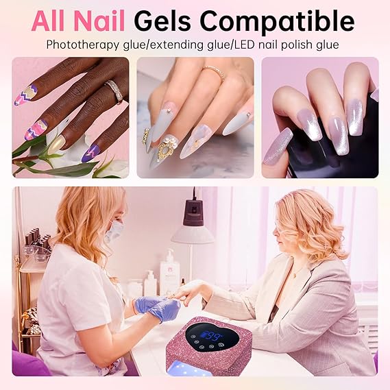 GV483 UV Light for Nails, Cordless UV Nail Lamp 72W, Rechargeable Black Diamond LED Dryer with 5 Timer Setting, Touch Control & Auto Sensor, Fast Light Curing Lamp for Salon & Home