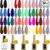 GV485 THR3E STROKES 32 PCS Gel Nail Polish Set, 28 Colors All Seasons Gel Polish with No Wipe Base, Glossy & Matte Top Coat and Nail Primer Black Brown Red Purple Gifts for Women DIY Salon Home 15ML (A0-Classic Seasons Colors)