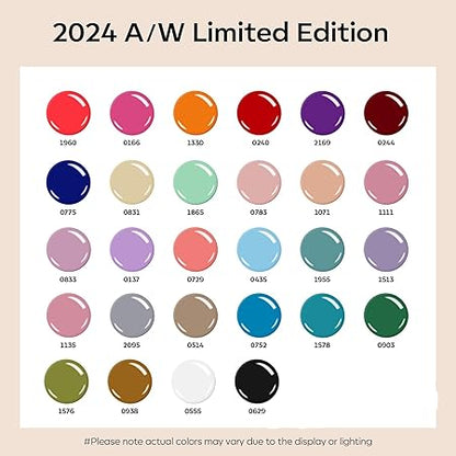GV485 THR3E STROKES 32 PCS Gel Nail Polish Set, 28 Colors All Seasons Gel Polish with No Wipe Base, Glossy & Matte Top Coat and Nail Primer Black Brown Red Purple Gifts for Women DIY Salon Home 15ML (A0-Classic Seasons Colors)