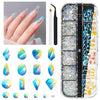 GV486 THR3E STROKES Aurora Nail Art Rhinestones Clear Moonlight Charms Multi Shapes Flatback Big Gems Round Beads K9 Glass Crystals Diamonds Jewels for Nails Faces Makeup (d2)
