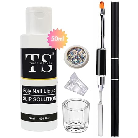 GV489 THR3E STROKES Polygel Slip Solution Liquid - 50ml Anti-stick for Poly Nail Gel Colors (50SS+1DD+1SPAT+1CLIP+1MILLER)
