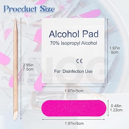 GV492 INOG 30 Pack Disposable Manicure Kit Individually Packed 3-Piece Mini Press on Nail Art Tool Prep Kit Includes Mini Nail File, Cuticle Stick, Prep Pad, 30 Sets for Salon Business Home Travel Use