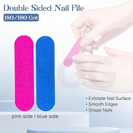 GV492 INOG 30 Pack Disposable Manicure Kit Individually Packed 3-Piece Mini Press on Nail Art Tool Prep Kit Includes Mini Nail File, Cuticle Stick, Prep Pad, 30 Sets for Salon Business Home Travel Use