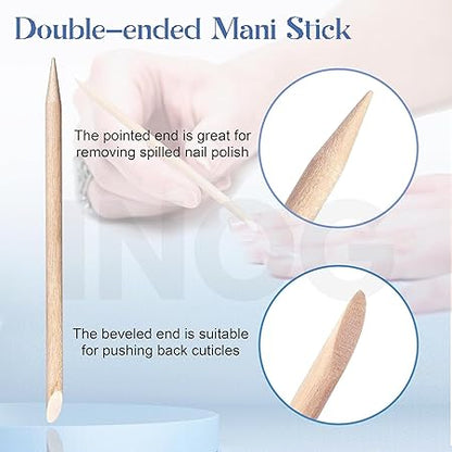 GV492 INOG 30 Pack Disposable Manicure Kit Individually Packed 3-Piece Mini Press on Nail Art Tool Prep Kit Includes Mini Nail File, Cuticle Stick, Prep Pad, 30 Sets for Salon Business Home Travel Use