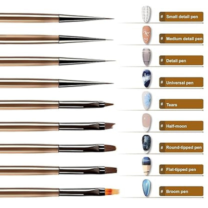 GV498 INOG 9Pcs Nail Art Brushes,Nail Art Tool Set, Nail Dotting Tools, Nail Art Design Brushes for Gel Polish, Nail Polish Brushes&Clean Up Brushes, 3D Nail Art Decorations Brush for DIY Manicure