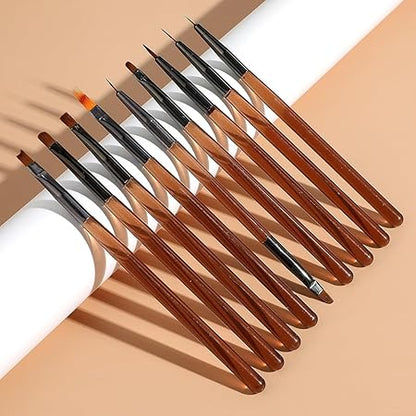 GV498 INOG 9Pcs Nail Art Brushes,Nail Art Tool Set, Nail Dotting Tools, Nail Art Design Brushes for Gel Polish, Nail Polish Brushes&Clean Up Brushes, 3D Nail Art Decorations Brush for DIY Manicure