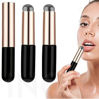 GV499 INOG 2pcs Silicone LipBrush SiliconeLip Applicator with Cap Elastic Silicone Lip Balm Applicatorr Reusable LipMask Applicator Lips Smudge Brush for Lipstick LipGloss LipTint Lip Mask LipMakeup Brush (Black)