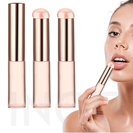 GV499 INOG 2pcs Silicone LipBrush SiliconeLip Applicator with Cap Elastic Silicone Lip Balm Applicatorr Reusable LipMask Applicator Lips Smudge Brush for Lipstick LipGloss LipTint Lip Mask LipMakeup Brush (Black)