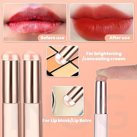 GV499 INOG 2pcs Silicone LipBrush SiliconeLip Applicator with Cap Elastic Silicone Lip Balm Applicatorr Reusable LipMask Applicator Lips Smudge Brush for Lipstick LipGloss LipTint Lip Mask LipMakeup Brush (Black)