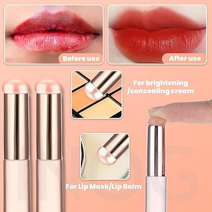 GV499 INOG 2pcs Silicone LipBrush SiliconeLip Applicator with Cap Elastic Silicone Lip Balm Applicatorr Reusable LipMask Applicator Lips Smudge Brush for Lipstick LipGloss LipTint Lip Mask LipMakeup Brush (Black)