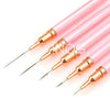 GV501 INOG Nail Art Liner Brushes, 5Pcs Painting Nail Art Brush Set Nail Dotting Drawing Tool for Long Lines, Thin Details, Fine Drawing Sizes 4/8/12/20/25mm(Pink) Nylon, Fine Point Bristle Color may Vary