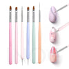 GV502 INOG Nail Art Brushes Set,6pcs Nail Art Design Pen Painting Tools with Extension Gel Brush, Polish Brush, Builder Brush,Liner Brush, Carved Brush, and Dotting Pen for Home DIY Salon Use