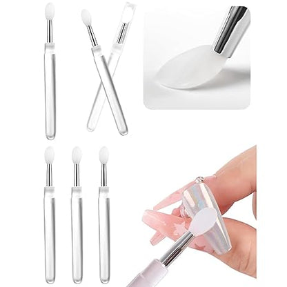 GV503 INOG Silicone Nail Art Brushes 6pcs Reusable Nail Brushes for Nail Art Silicone Nail Brush Chrome Glitter Mirror Powder Pigment Applicator Sticks Lipstick Eyeshadow Brush Makeup Brushes Nail Art Tools