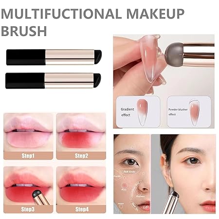 GV504 INOG 7Pcs Nail Art Brush Set-2pcs Silicone Nail Art Brushes Set, ReusableNail Brushes for Women and 5PCS Line Brushes for Nail, Lipstick Concealer Makeup Brush, Nail Gradient Brush, Thin Nail Details Brushes(7/9/11/15/25mm)