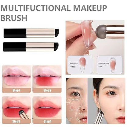 GV504 INOG 7Pcs Nail Art Brush Set-2pcs Silicone Nail Art Brushes Set, ReusableNail Brushes for Women and 5PCS Line Brushes for Nail, Lipstick Concealer Makeup Brush, Nail Gradient Brush, Thin Nail Details Brushes(7/9/11/15/25mm)