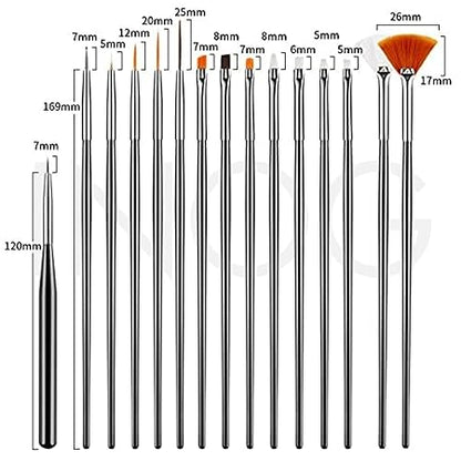 GV505 INOG 31pcs Nail Art Brushes,Nail Art Tool Set,Nail Dotting Tools,Nail Dust Brush,Striping Nail Art Brushes for Long Lines,Nail Drawing Pen For Nail Design.