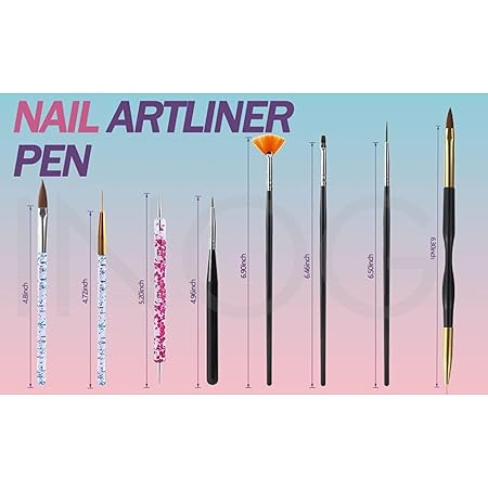GV505 INOG 31pcs Nail Art Brushes,Nail Art Tool Set,Nail Dotting Tools,Nail Dust Brush,Striping Nail Art Brushes for Long Lines,Nail Drawing Pen For Nail Design.