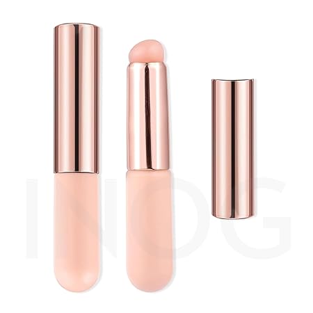 GV506 INOG Silicone Nail Brush, 2PCS Reusable Silicone Nail Chrome Applicator, Pink Nail Art Brushes Silicone Lip Brush For Pat Ombre Gel Nail, Chrome Nail, French Nail, Lipstick, Concealer, Eyeshadow