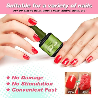 GV509 INOG Gel Nail Polish Remover, No Need for Foil, Quick & Easy Polish Remover In 3-5 Minutes, No Need Soaking Or Wrapping Doesn't Hurt Nails-15ml (Set of 3) (7in1 Filer+Peeler)