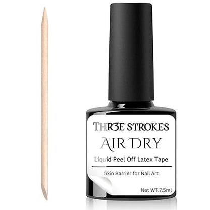GV514 THR3E STROKES Gel Polish Liquid Latex for Nails: 7.5ML Simple Peel off Cuticle Guard for Nail Polish Nail Art Liquid Latex Barrier Protector Manicure Cuticle Protectors with Stick Gifts for Women