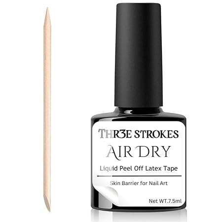 GV514 THR3E STROKES Gel Polish Liquid Latex for Nails: 7.5ML Simple Peel off Cuticle Guard for Nail Polish Nail Art Liquid Latex Barrier Protector Manicure Cuticle Protectors with Stick Gifts for Women