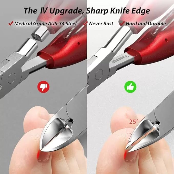 GV517 INOG Nail Cutter for Men & Women,Podiatrist Toenail Cuticle Cutter,Professional Thick & Ingrown Toe Nail Clippers,Pedicure Clippers Toenail Cutters,Super Sharp Curved Blade Grooming Tool (Multicolor)