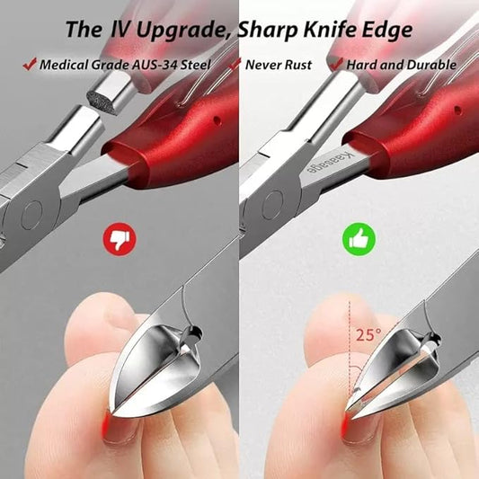GV517 INOG Nail Cutter for Men & Women,Podiatrist Toenail Cuticle Cutter,Professional Thick & Ingrown Toe Nail Clippers,Pedicure Clippers Toenail Cutters,Super Sharp Curved Blade Grooming Tool (Multicolor)