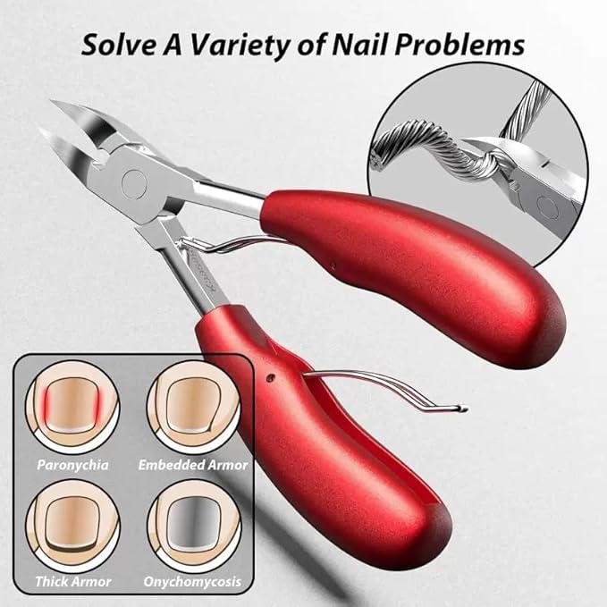 GV517 INOG Nail Cutter for Men & Women,Podiatrist Toenail Cuticle Cutter,Professional Thick & Ingrown Toe Nail Clippers,Pedicure Clippers Toenail Cutters,Super Sharp Curved Blade Grooming Tool (Multicolor)
