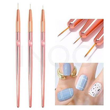 GV518 INOG Nail Art Book Design Practice with 3 Pieces Rose Gold Nail Liner Pen, 360 Pieces Nail Wipes, Drawing Lines, Painting Template, Learning Book Reuseable