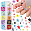 GV519 INOG 3D Flower Nail Art Kit Nail Decals Nail Charms with Golden Beads for Women Girls, 12 Color DIY Resin Flower Decals for Nails Salon Accessories with Grid Case