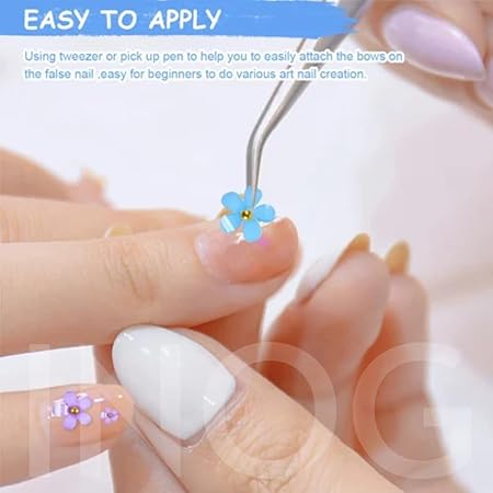 GV519 INOG 3D Flower Nail Art Kit Nail Decals Nail Charms with Golden Beads for Women Girls, 12 Color DIY Resin Flower Decals for Nails Salon Accessories with Grid Case