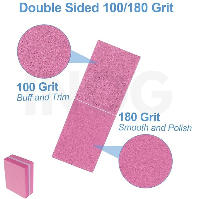 GV520 NOG Nail Buffers (50 Pack), Mini Buffer Block Nail File for Acrylic Nails and Natural Nails, 100/180 Grit Nail Buffer Block Bulk Buffing Blocks for Nail Buff Professional Manicure File Blocks Set