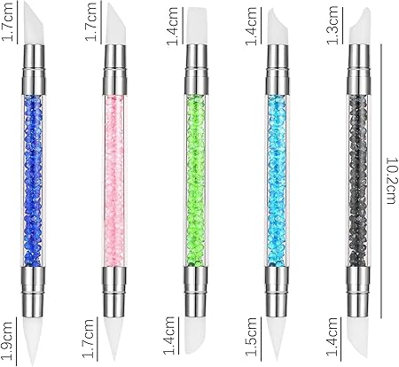 GV521 INOG 5Pcs Silicone Brush For Nail Art Silicone Tools For Nails Silicone Rhinestone Nail Polish Carving Pen Silicone Head Nail Art Brushes