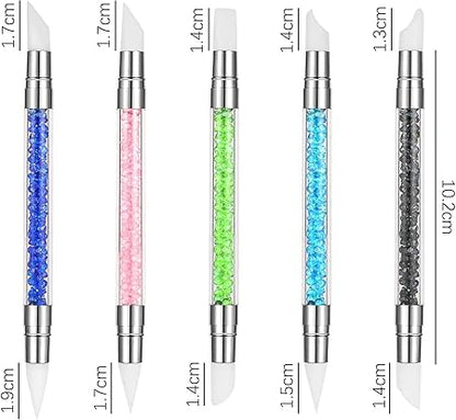 GV521 INOG 5Pcs Silicone Brush For Nail Art Silicone Tools For Nails Silicone Rhinestone Nail Polish Carving Pen Silicone Head Nail Art Brushes