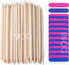 GV522 INOG 200 Pcs Nail Art Pedicure Tools, 100 Pcs Mini Nail Files Double Sided Fingernail Files Emery Boards and 100 Pcs Nail Cuticle Sticks Orange Sticks for Nails