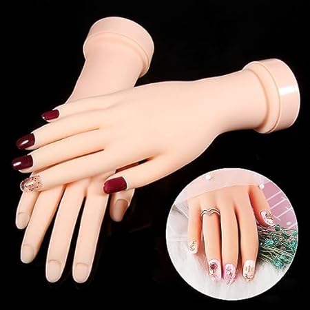 GV523 INOG Nail Training Hand Flexible Soft Practice Plastic Mannequin Hand Nail Art Trainer Manicure Practice Hand Tool