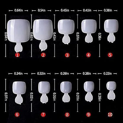 GV524 INOG False Toenails Tips 500 PCS 10 Sizes Full Cover Artificial French Acrylic Toenails for Nail Salons and DIY Nail Art (Natural)