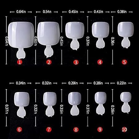 GV524 INOG False Toenails Tips 500 PCS 10 Sizes Full Cover Artificial French Acrylic Toenails for Nail Salons and DIY Nail Art (Natural)