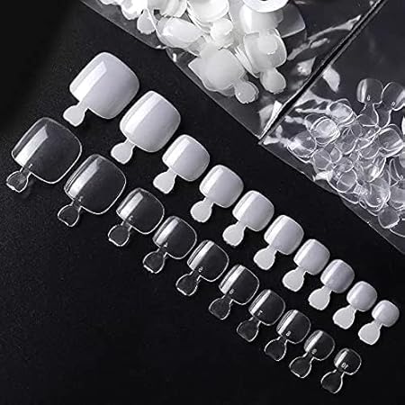 GV524 INOG False Toenails Tips 500 PCS 10 Sizes Full Cover Artificial French Acrylic Toenails for Nail Salons and DIY Nail Art (Natural)
