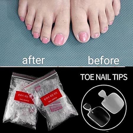GV524 INOG False Toenails Tips 500 PCS 10 Sizes Full Cover Artificial French Acrylic Toenails for Nail Salons and DIY Nail Art (Natural)