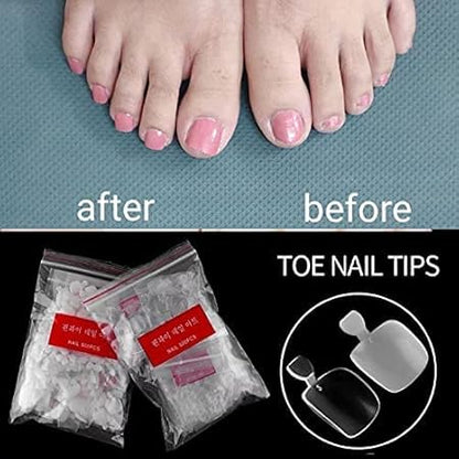 GV524 INOG False Toenails Tips 500 PCS 10 Sizes Full Cover Artificial French Acrylic Toenails for Nail Salons and DIY Nail Art (Natural)