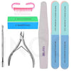 GV526 INOG Manicure Nail File Kit – 1 Pcs Double Sided Nail File, 4- Step Buffing Block, 7 Way NailFile and Buffers, 2 Pcs Cuticle Clipper & Pusher 1 Dusting Brush, Complete Nail Kit with Buffer for Salon Nail Art