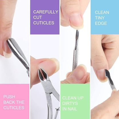 GV526 INOG Manicure Nail File Kit – 1 Pcs Double Sided Nail File, 4- Step Buffing Block, 7 Way NailFile and Buffers, 2 Pcs Cuticle Clipper & Pusher 1 Dusting Brush, Complete Nail Kit with Buffer for Salon Nail Art